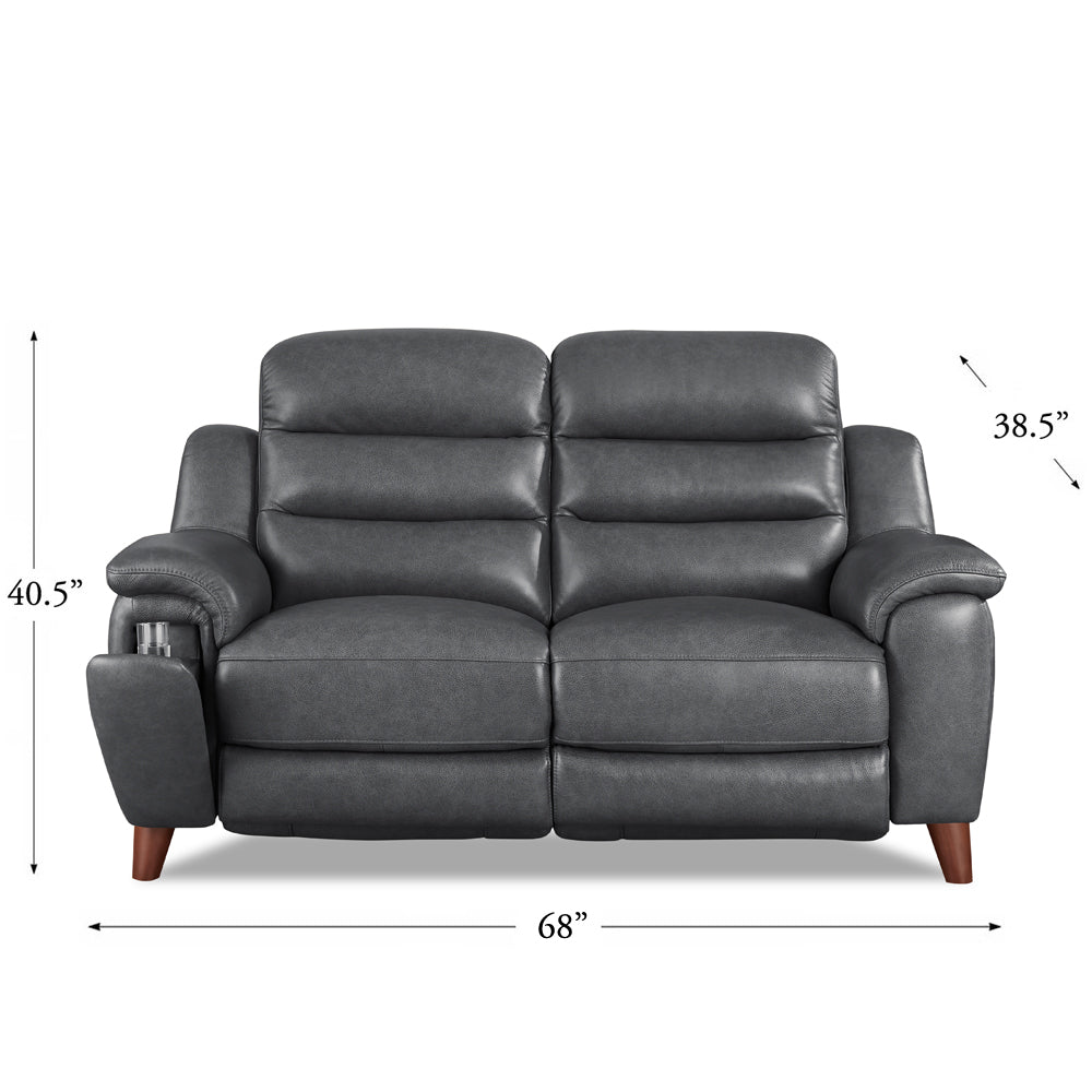 Dream Power Headrest Zero Gravity Reclining Loveseat Steel Gray Memory Foam Genuine Leather