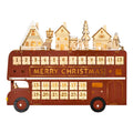 Homcom Christmas Advent Calendar, Light Up Table Xmas Wooden Bus Holiday Decoration With Countdown Drawer, Santa Claus Street House, For Kids And Adults Red Plywood