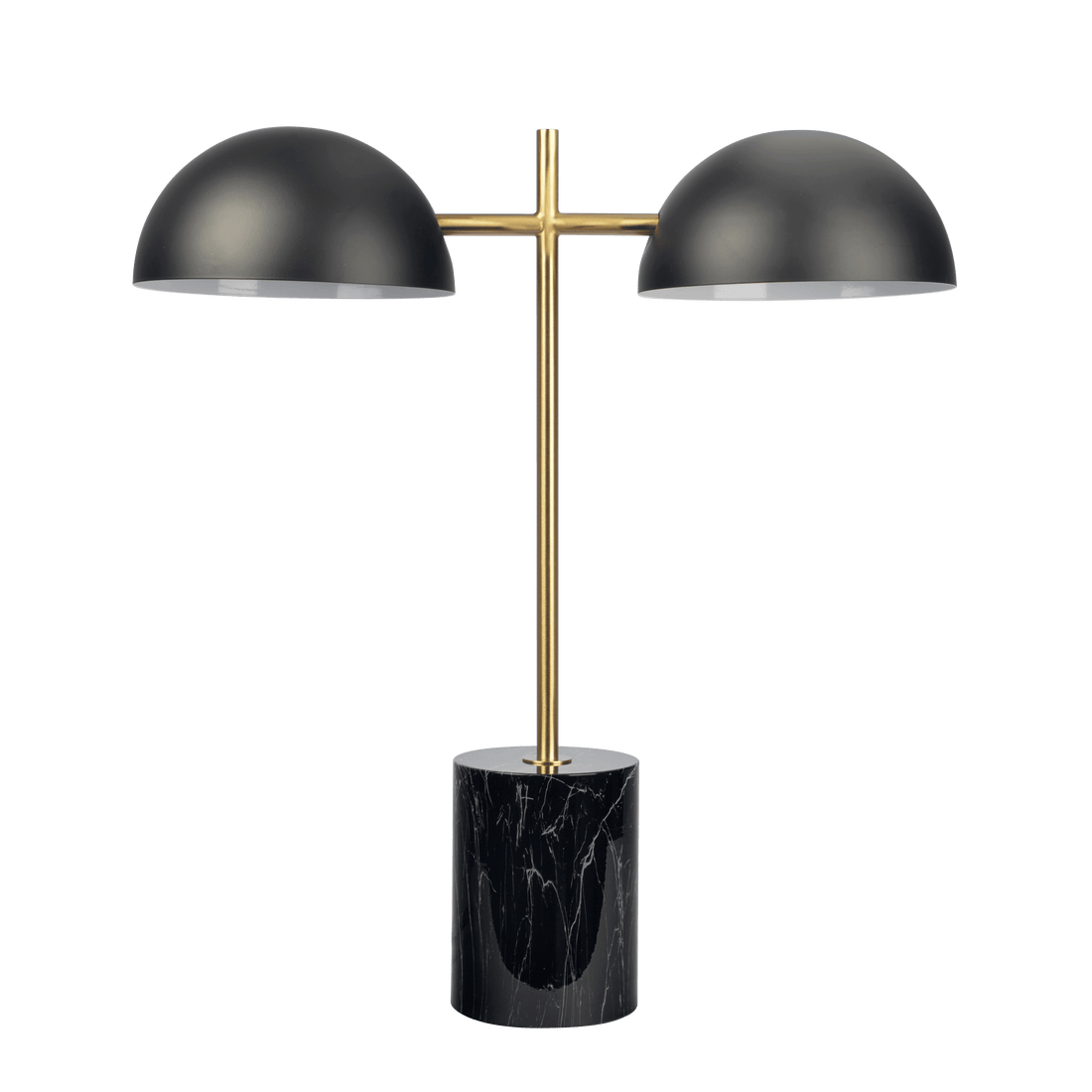 Nova Hydro Black Table Lamp With On Off Switch Double Lamp With Faux Marble Base Black Gold,Marble Marble Metal,Metal