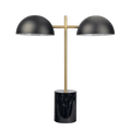 Nova Hydro Black Table Lamp With On Off Switch Double Lamp With Faux Marble Base Black Gold,Marble Marble Metal,Metal