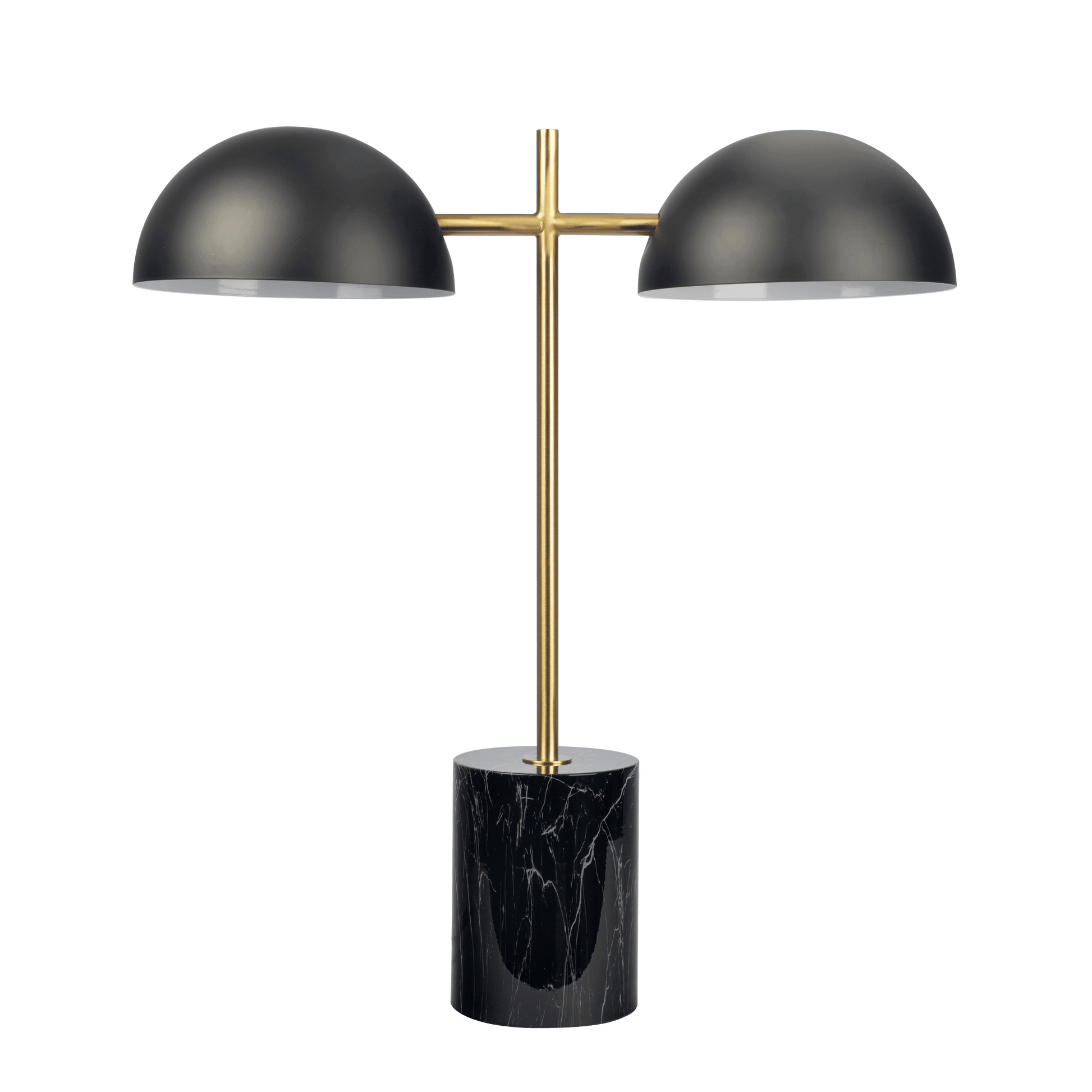 Nova Hydro Black Table Lamp With On Off Switch Double Lamp With Faux Marble Base Black Gold,Marble Marble Metal,Metal