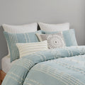 3 Piece Cotton Jacquard Duvet Cover Set King Blue Cotton