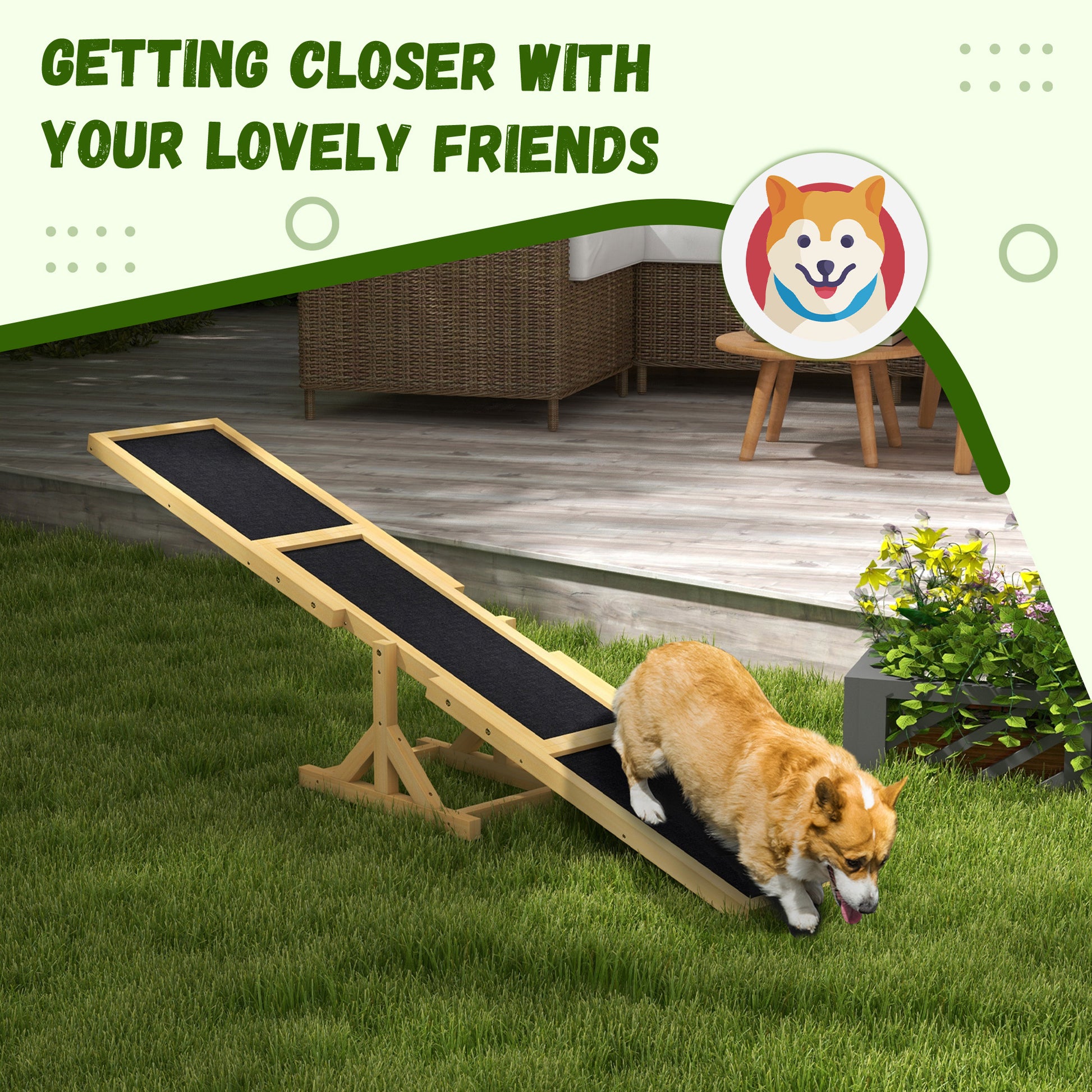 Pawhut Wooden Dog Agility Seesaw For Training And Exercise, Platform Equipment Run Game Toy, Weather Resistant Pet Supplies, 71" L X 12" W X 12" H, Yellow Yellow Wood