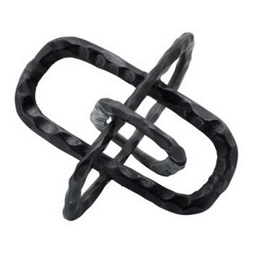 Metal Accent Decor With Oval Shaped Inters, Gray Gray Metal
