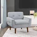 Gray Accent Chair Upholstered Velvet Cushion Seat Back Tufted Contemporary Living Room Furniture 1Pc Gray Primary Living Space Contemporary,Modern Plywood