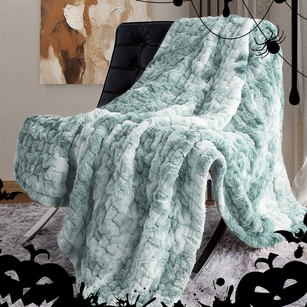 Ruched Faux Fur Throw Multicolor Faux Fur