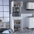 Microwave Double Door Cabinet, One Drawer, One Shelf For Microwave, White White Solid Wood Mdf Engineered Wood