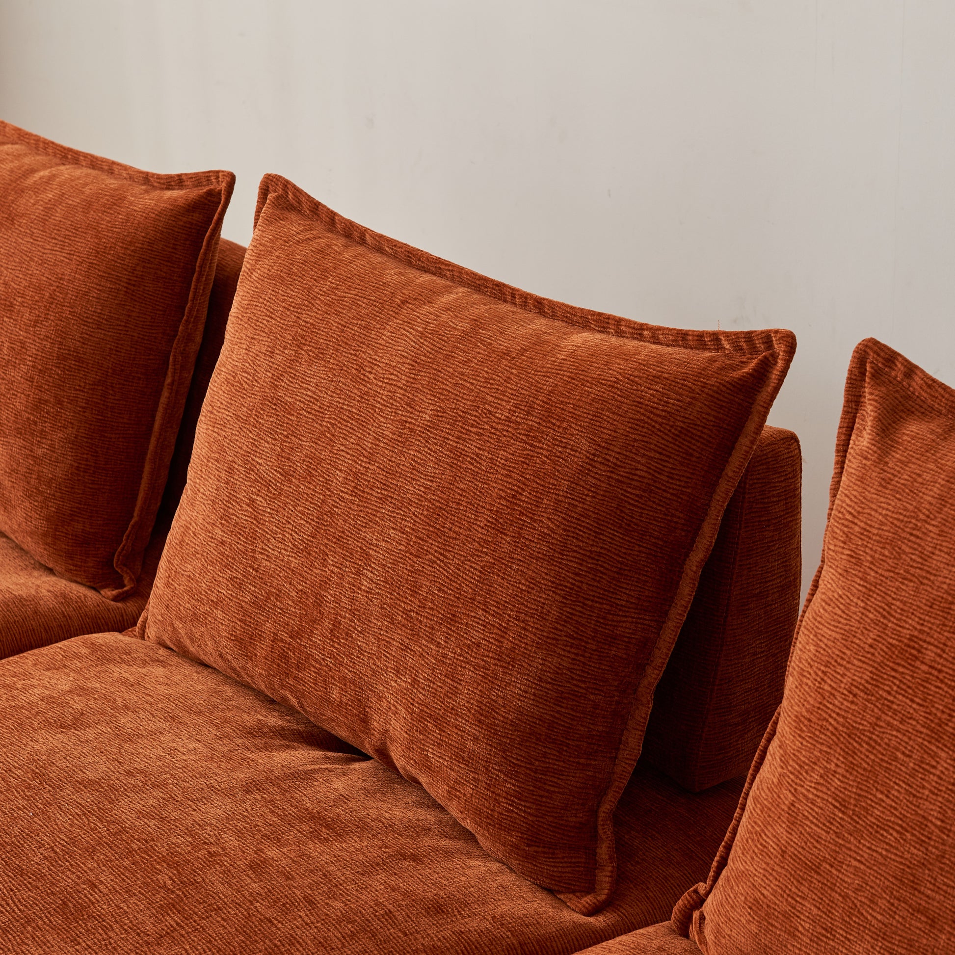 Modern Upholstered Chair Leisure Sofa Lounge Chair Removable Pillow Armless Accent Chair For Living Room, Bedroom, Corner Chair, Backrest Adjustable Fore And After Orange Wood Medium Soft Foam Chenille 1 Seat