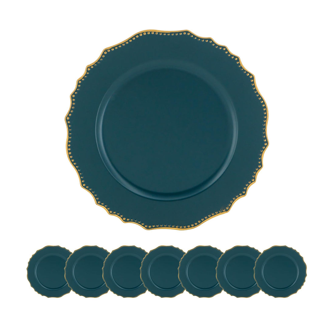 8 Pack Plastic Charger Plate, D13" Blue Polypropylene