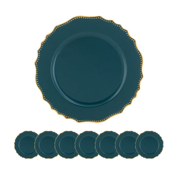 8 Pack Plastic Charger Plate, D13" Blue Polypropylene