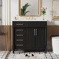 36'' Bathroom Vanity With Top Resin Sink, Freestanding Bathroom Storage Cabinet With 2 Drawers And A Tip Out Drawer, Solid Wood Frame Vanity Set, Height Adjustable Shelf 3 Black 2 2 Adjustable