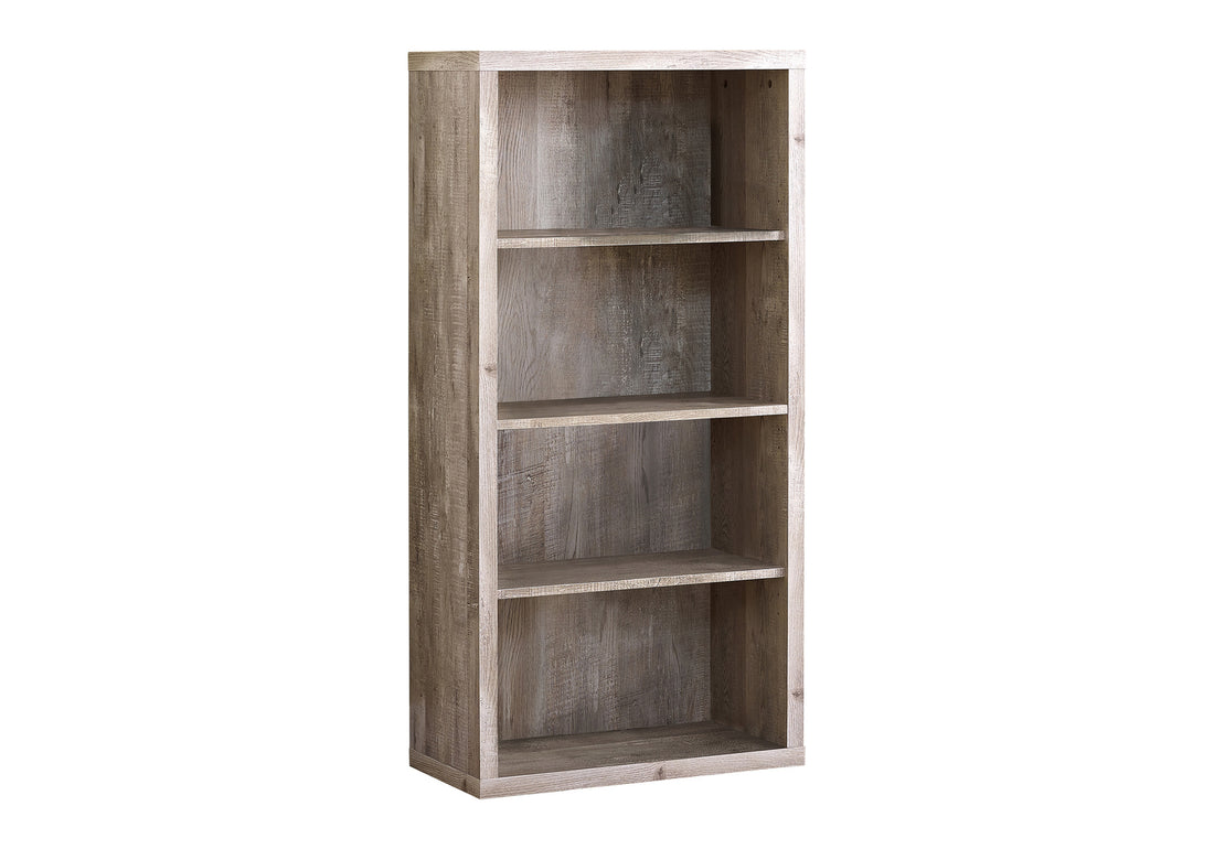 Bookshelf, Bookcase, Etagere, 5 Tier, 48"H, Office, Bedroom, Beige Laminate, Contemporary, Modern Taupe Particle Board