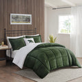 Plush To Sherpa Down Alternative Comforter Set Queen Green Ivory Polyester