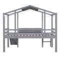 Twin Size Loft Bed With Ladder And Slide, House Bed With Blackboard And Light Strip On The Roof, Gray Twin Gray Solid Wood Mdf