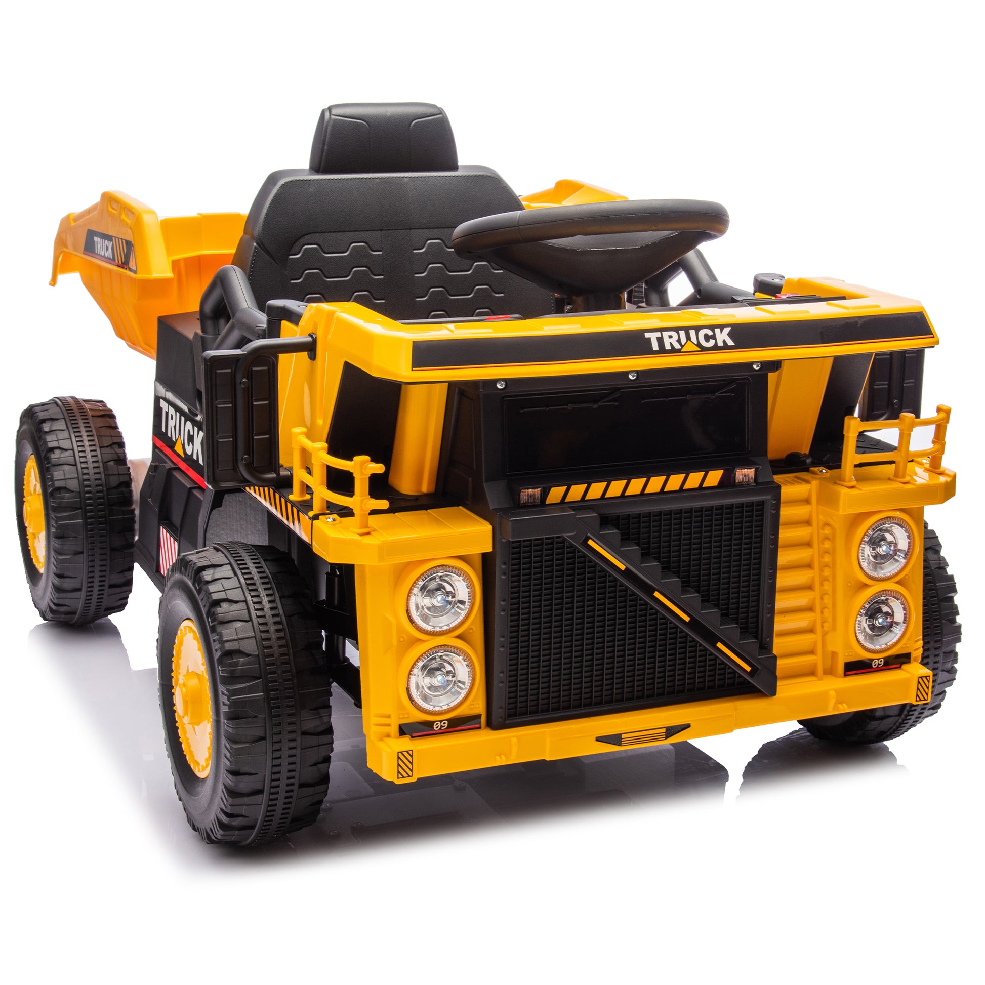 12V Kids Ride On Dump Truck W Parents Control,2Wd,Rear Wheel Suspension,Electric Dump Bed And Extra Shovel,Multimedia Function With Bluetooh And Music,Volume&Speed Adjustment,Led Light For Kids 3 5. Yellow Polypropylene