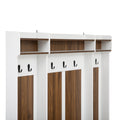 5 In 1 Entryway Bench With Coat Rack, 7 Sturdy Hooks, 2 Spacious Drawers And Adjustable Shelves, 58.8'' Wide Hall Tree With Metal Handles For Hallway, Entryway, Living Room Brown White Mdf