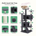 54In Cat Tree, Indoor Cat High Rise Multi Story Tower, Pet Playroom With Large Apartment, Dark Grey Gray Cat Scratch Fabric