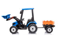 Pedal Tractors With Working Loader And Backhoe Digger, Kids' Ride On Car Toys 24V Battery Powered Electric Vehicles With Trailer, Digger For Toddlers Blue Blue Plastic