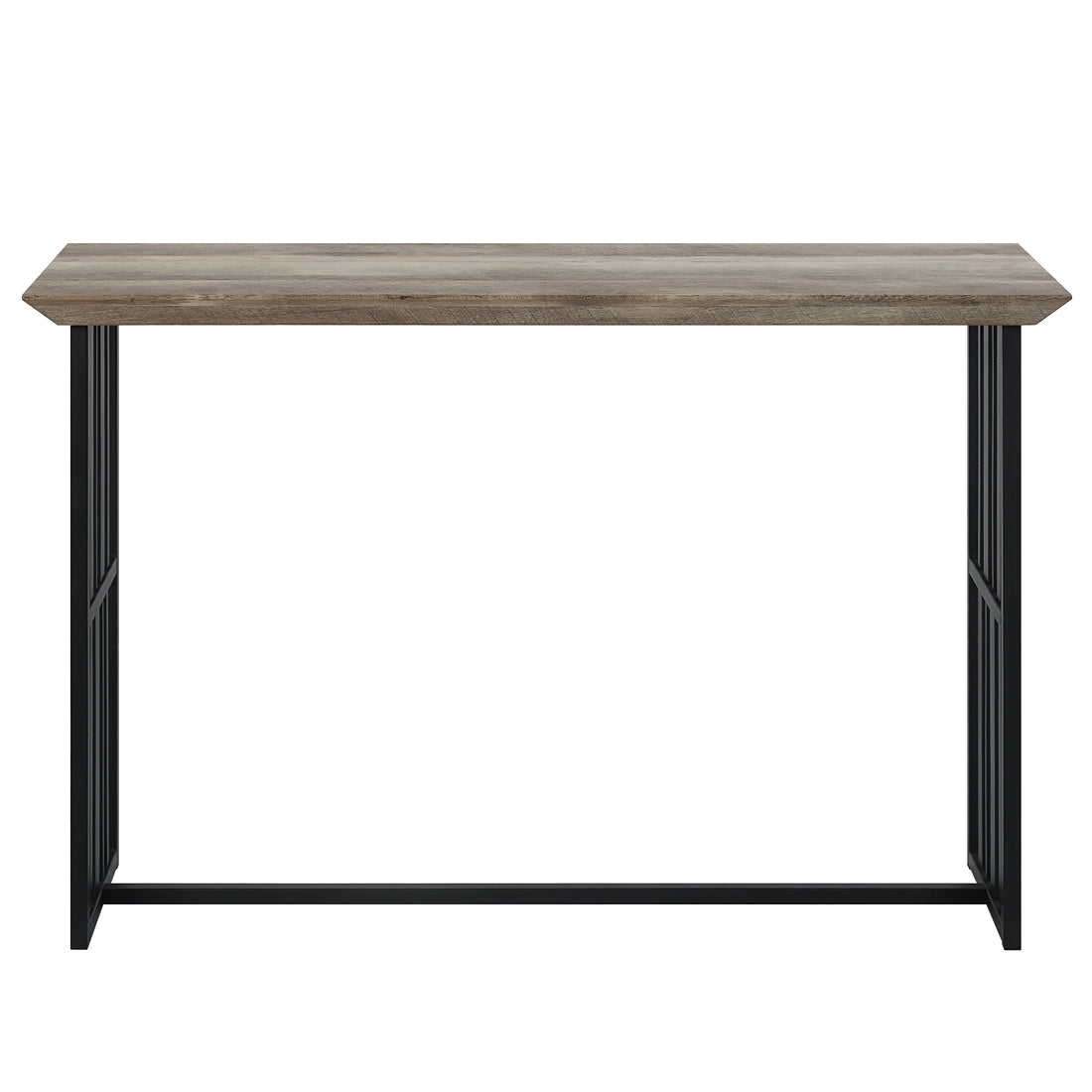 Antique Oak And Black Sofa Table With Double Pedestal Oak Primary Living Space Industrial Round Wood Metal Pedestal