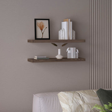 Ecco 31.5" Wide Floating Shelves Set Of 2, Shelves For Wall Decor For Bedroom, Bathroom Storage Shelves, Book Shelves For Living Room 2 Or Less Brown Horizontal Primary Living Space Open Back Modern