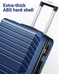 3 Piece Luggage Sets With 7 Pcs Organizer Bags For Kinds Of Travel Dark Blue Abs