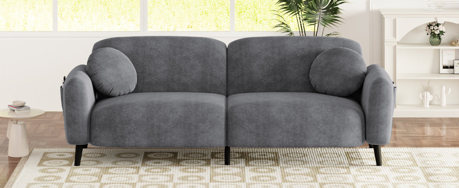 83.9''Upholstered Sofa For Living Room, Bedroom, And Apartments Grey Polyester 2 Seat