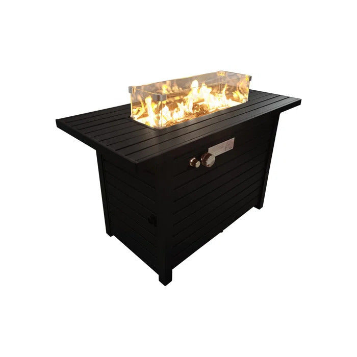 24" Steel Propane Fire Pit Table With Cover Black Steel