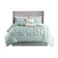 7 Piece Tufted Comforter Set Seafoam Queen Queen Seafoam Polyester