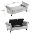 Velvet Multifunctional Storage Rectangular Ottoman Bench With 1 Pillow, Grey Grey Polyester Wood Solid Beige Pine Flip Top Polyester With Storage Velvet