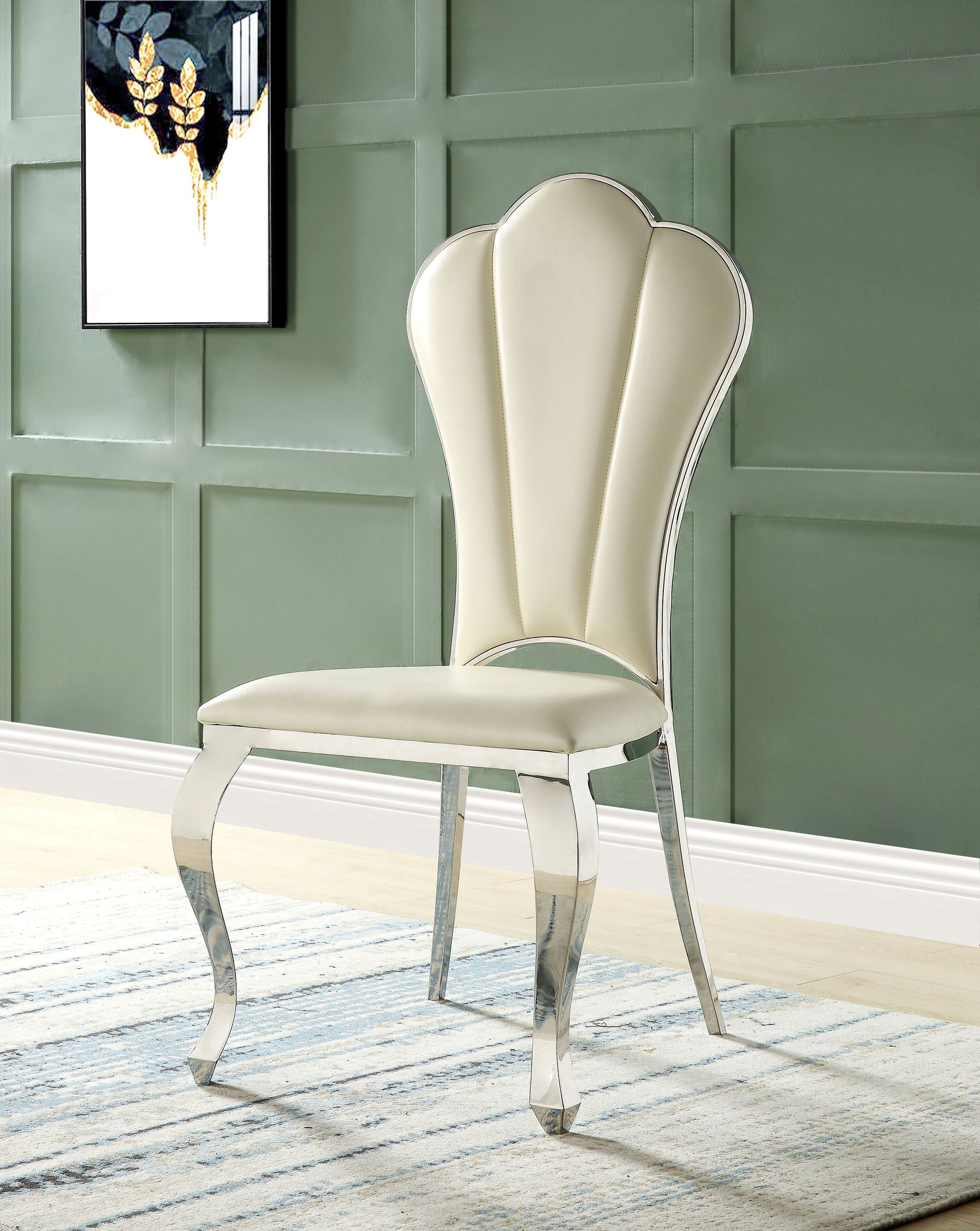 Beige Side Chair With Tufted Back Set Of 2 Solid Beige Dining Room Side Chair Solid Back Set Of 2 Faux Leather