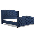 Marcella Upholstered Shelter Headboard Bed Set, King, Dark Sapphire Blue Woven Box Spring Required King Blue Wood Foam Polyester Fabric