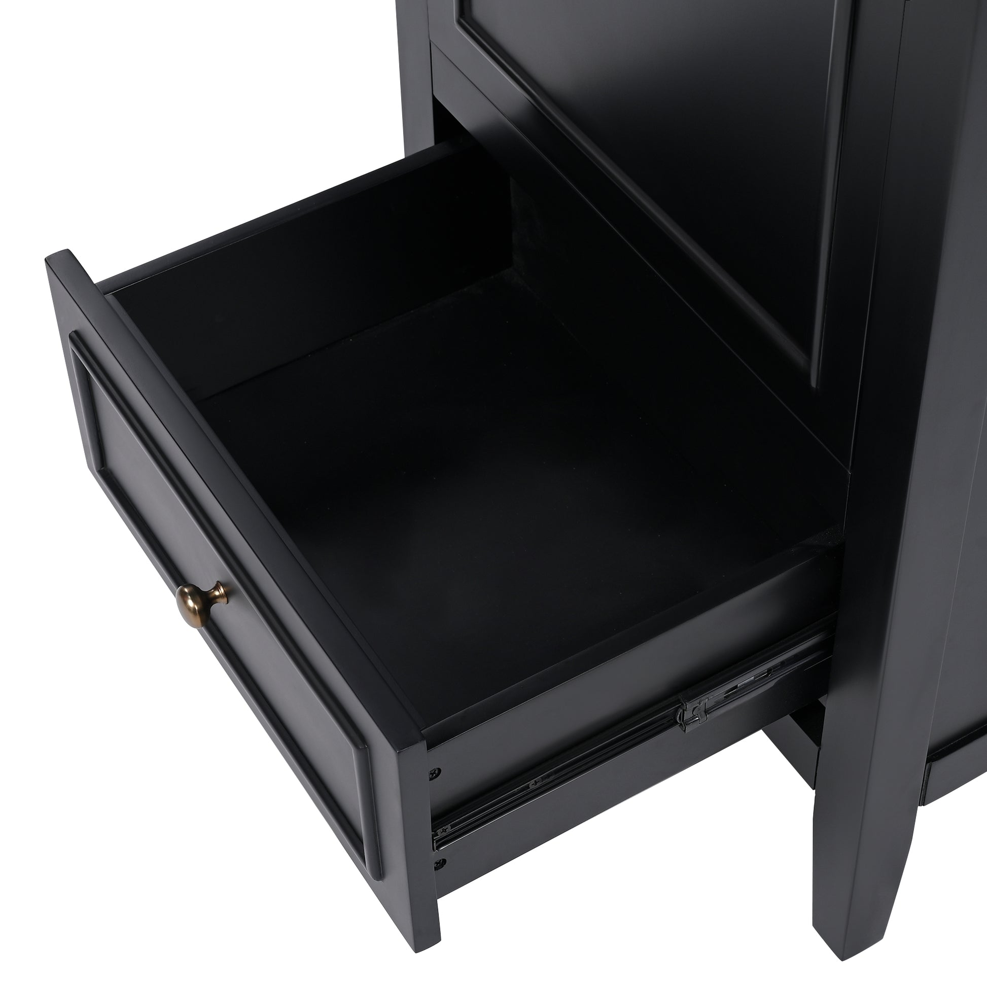 20" Bathroom Vanity With Sink, Bathroom Cabinet With Two Doors, Door Shelf Storage And Adiustable Foot Pads, A Drawer, Black Black Solid Wood Mdf