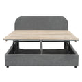 Teddy Fleece Queen Size Upholstered Platform Bed With Hydraulic Storage System, Gray Queen Gray Teddy