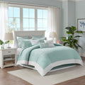 Oversized Cotton Jacquard Comforter Set Aqua Queen Queen Aqua Cotton