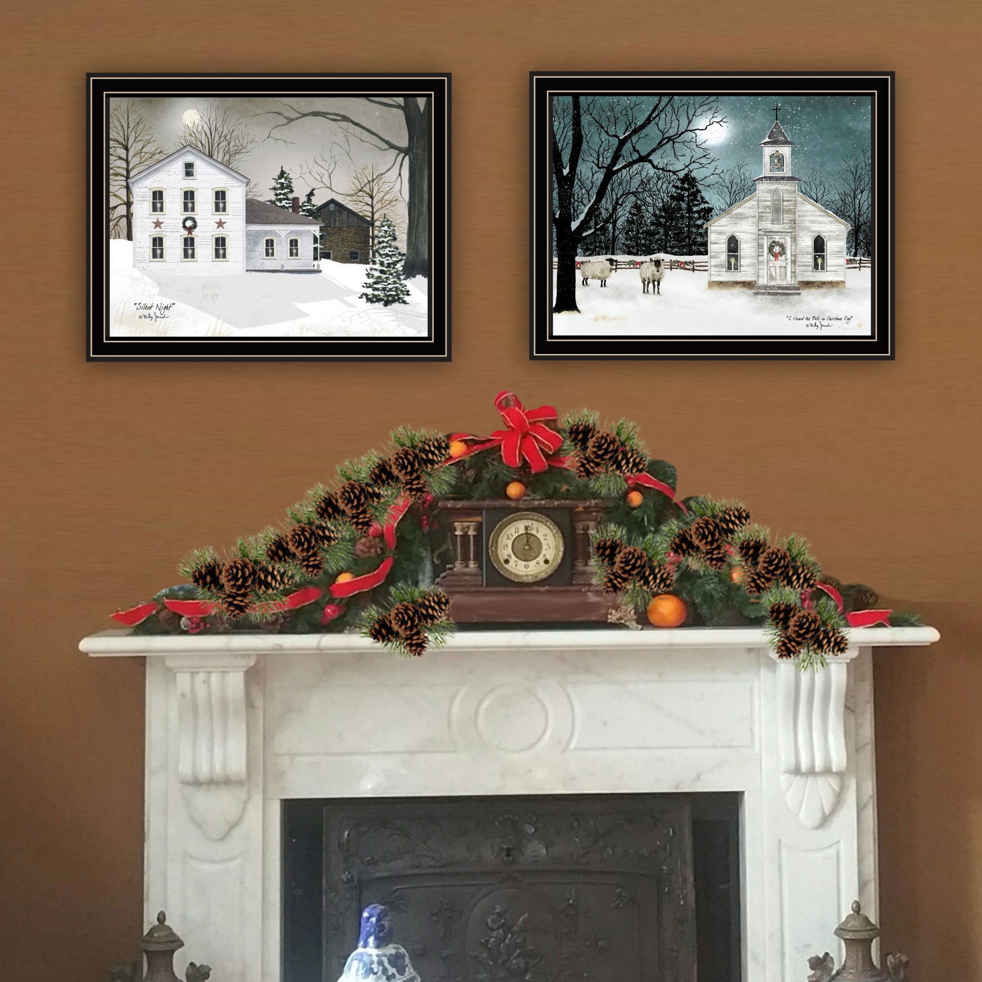 2 Piece Vignette Silent Night Black Framed Wall Art For Living Room, Bedroom Wall Art Print For Home Decor By Billy Jacobs Multi Wood Paper