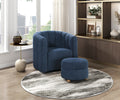 Modern Contemporary Swivel Chair With Ottoman Blue Boucle Fabric Upholstery Solid Wood Living Room Furniture Blue Primary Living Space Contemporary,Modern Plywood,Solid Wood