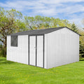 Metal Garden Sheds 10Ftx12Ft Outdoor White Grey With Window Grey White Metal