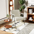 Fx P91 Wt Sofa Chair Modern White Accent Chair With Metal Frame Stylish Upholstered Single Sofa, Perfect For Living Room, Bedroom, And Office Decor Temu Suitable White Linen