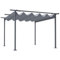 Outsunny 11.5' X 11.5' Retractable Pergola Canopy, Outdoor Uv Protection & Sun Shade, Steel Frame For Garden, Grill, Patio, Backyard, Gray Gray Steel