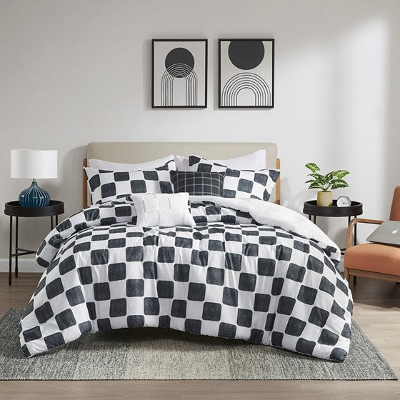 Checkered Comforter Set Full Queen Full Multicolor Polyester