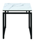 3 Piece Metal Base Occasional Table Set With Faux Marble Top, Black And White Black White Fabric Metal