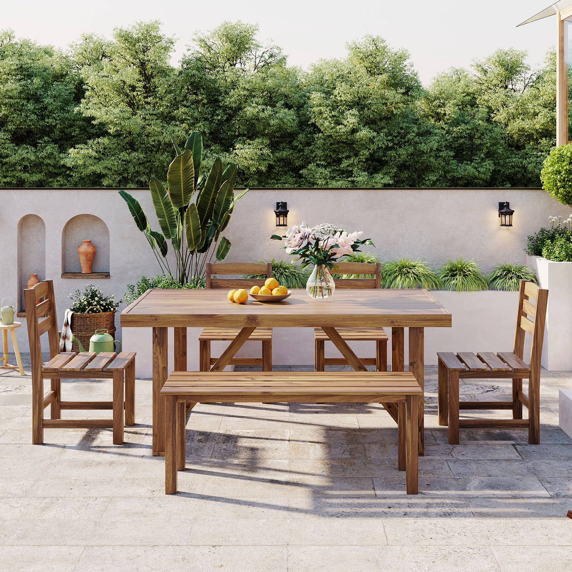 High Quality Acacia Wood Outdoor Table And Chair Set, Suitable For Patio, Balcony, Backyard Natural Wood Acacia Wood