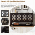 Elegant Retro Console Table Storage Cabinet Sideboard With Mirrored Doors, Spacious Shelves, And Durable Acacia Wood Legs Perfect For Living Room, Dining Room, Or Entryway Espresso Espresso Primary Living Space Solid Wood Mdf