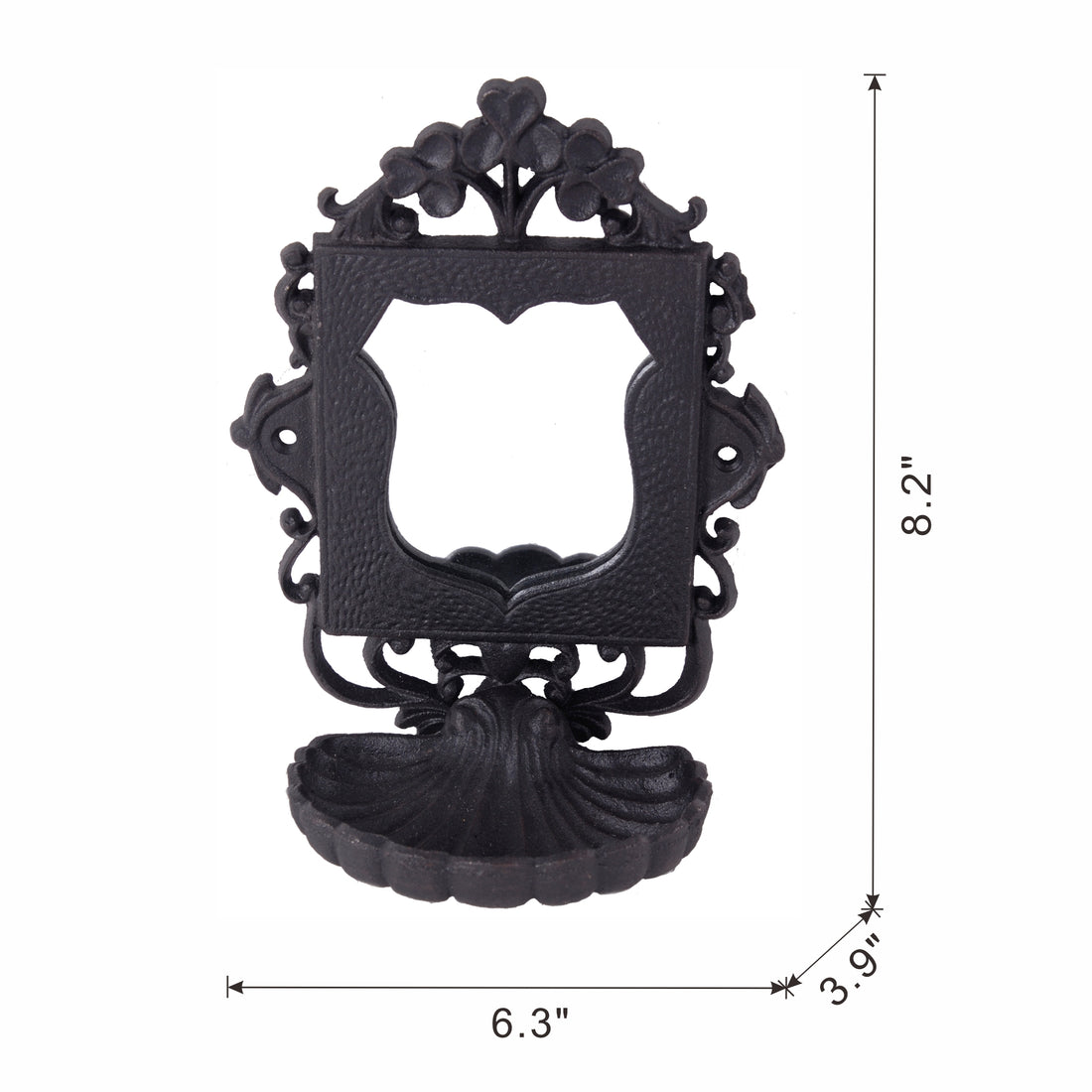 6.3X3.9X8.2" Black Cast Iron Soap Dishes With Mirror Black Iron