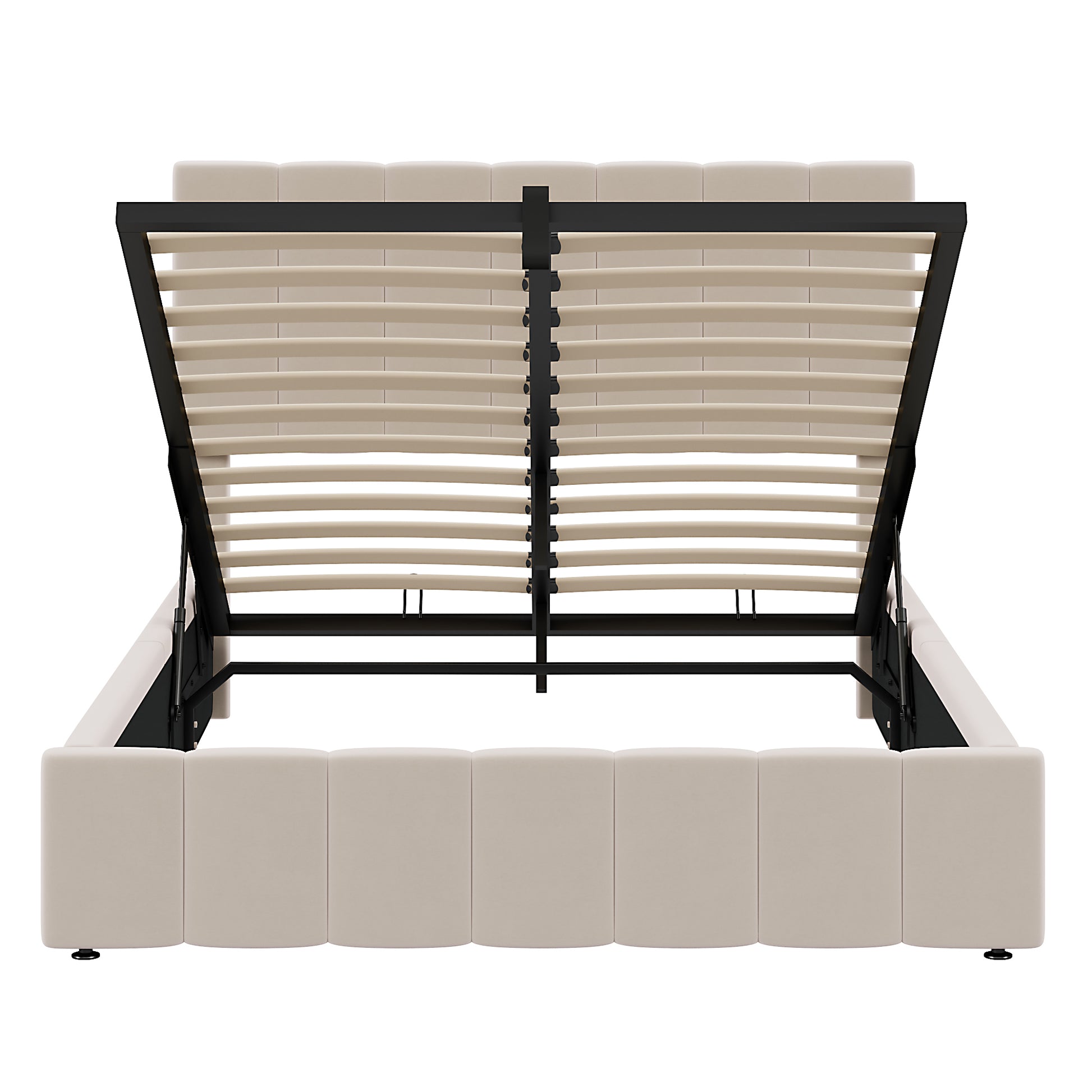 Full Size Upholstered Platform Bed With A Hydraulic Storage System Beige Old Sku: Lp000111Aaa Beige Upholstered