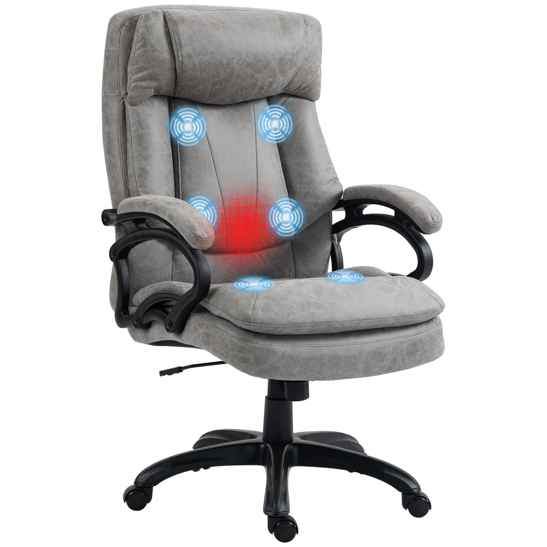 Homcom 6 Point Vibration Massage Office Chair With Heat, Gray Gray Polyester