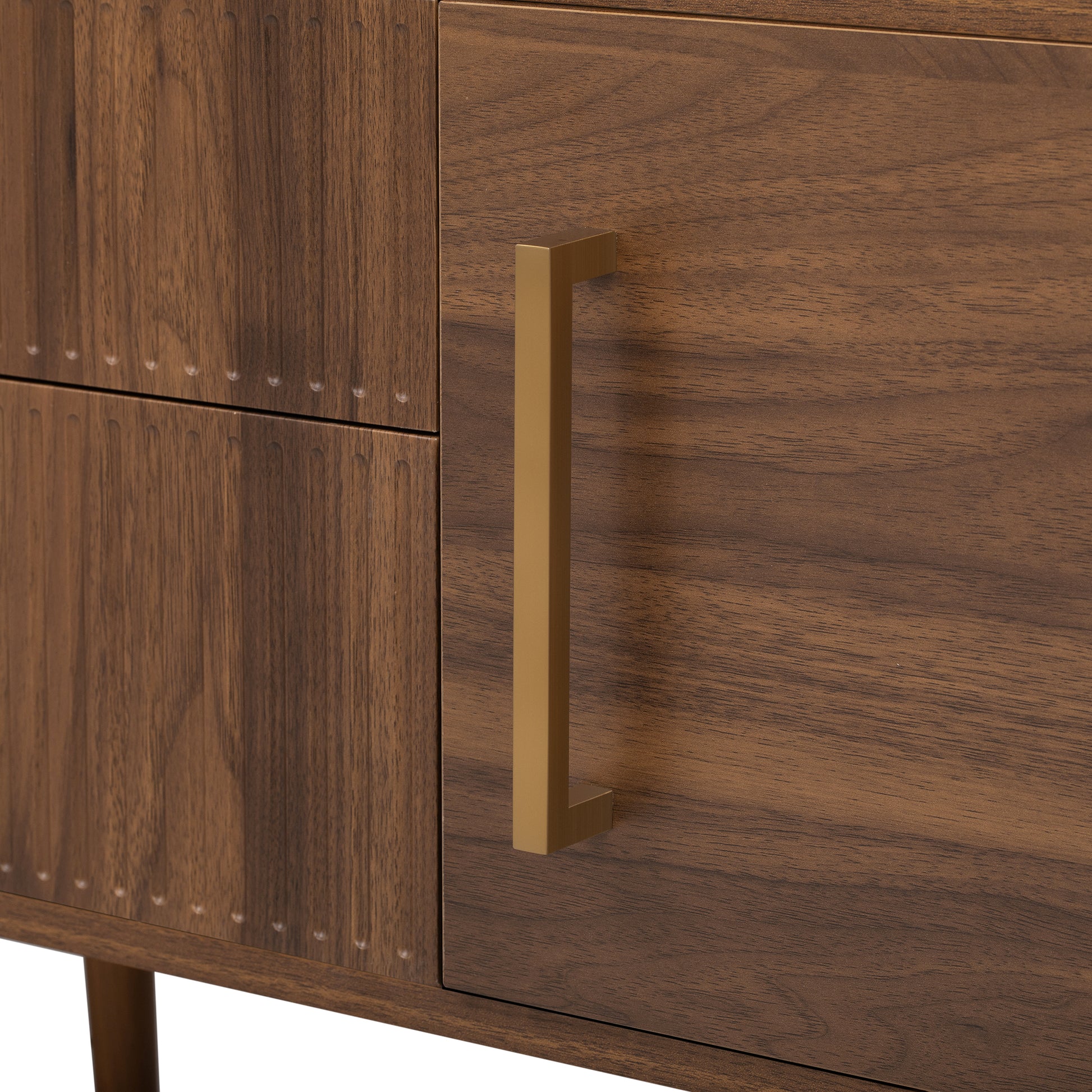 Mid Century Tv Stand With 2 Drawers, Media Console Table For Tvs Up To 80'', Entertainment Center With Storage For Living Room, Bedroom, Home Theatre Walnut Primary Living Space 70 79 Inches 70 79