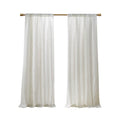 Linen Blend Light Filtering Curtain Panel Pair 2 Pcs Window Panels White Polyester