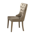 Kacela Champagne Synthetic Leather & Champagne Finish Side Chair Set Of 2 Champagne Synthetic Wood