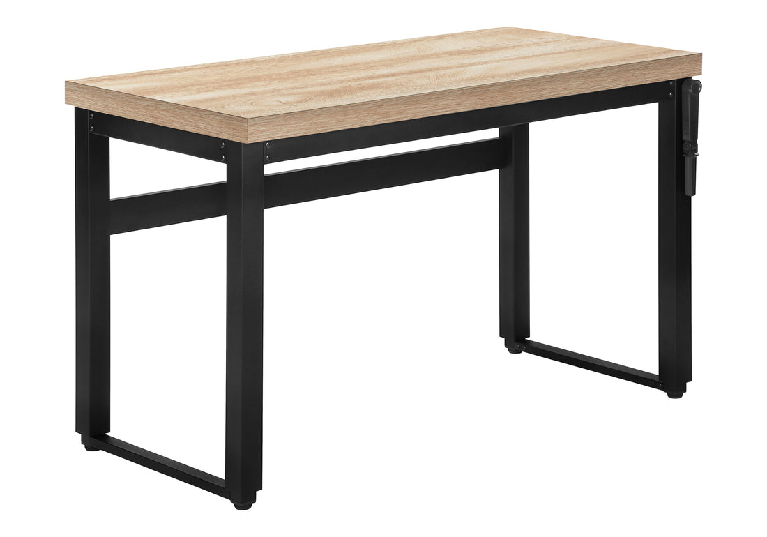 Computer Desk, Home Office, Standing, Adjustable, 48"L, Work, Laptop, Natural Laminate, Black Metal, Contemporary, Modern Natural Particle Board